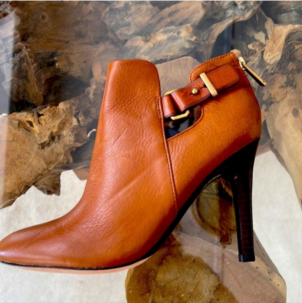 Coach 1941 Ann leather stiletto ankle boots in camel size 7